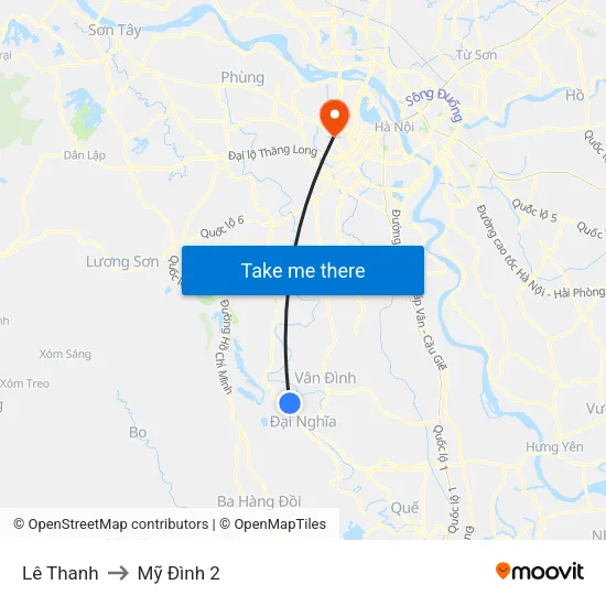 Lê Thanh to Mỹ Đình 2 map