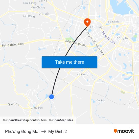 Phường Đồng Mai to Mỹ Đình 2 map