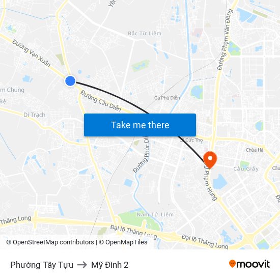 Phường Tây Tựu to Mỹ Đình 2 map