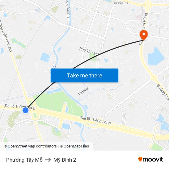 Phường Tây Mỗ to Mỹ Đình 2 map