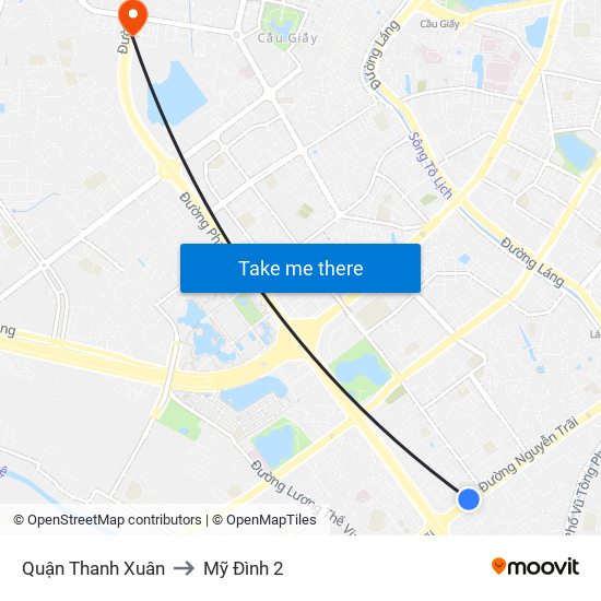 Quận Thanh Xuân to Mỹ Đình 2 map