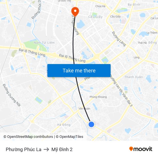 Phường Phúc La to Mỹ Đình 2 map