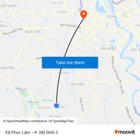 Xã Phúc Lâm to Mỹ Đình 2 map