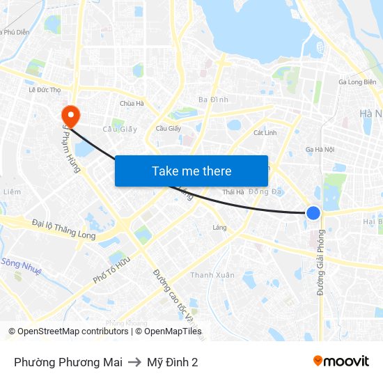 Phường Phương Mai to Mỹ Đình 2 map