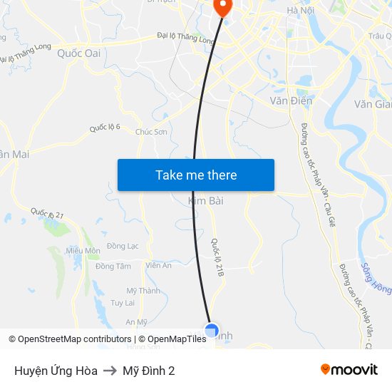 Huyện Ứng Hòa to Mỹ Đình 2 map