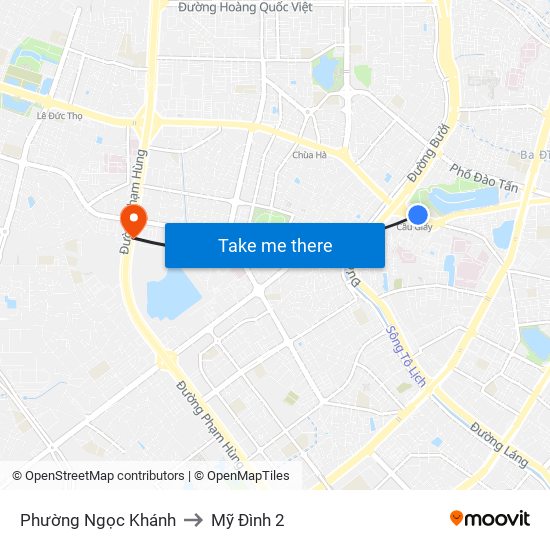 Phường Ngọc Khánh to Mỹ Đình 2 map