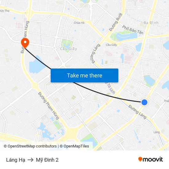 Láng Hạ to Mỹ Đình 2 map