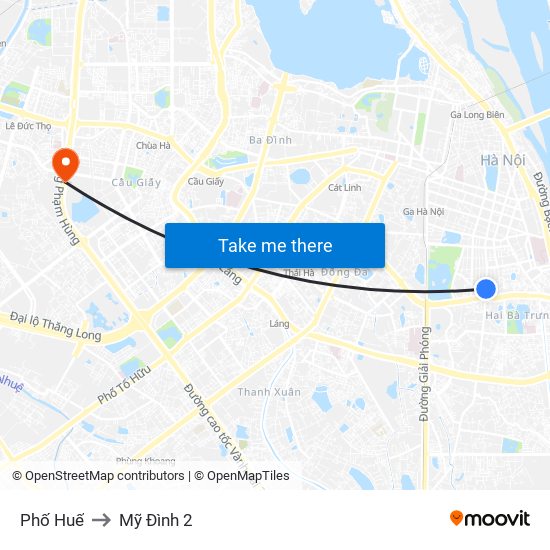 Phố Huế to Mỹ Đình 2 map