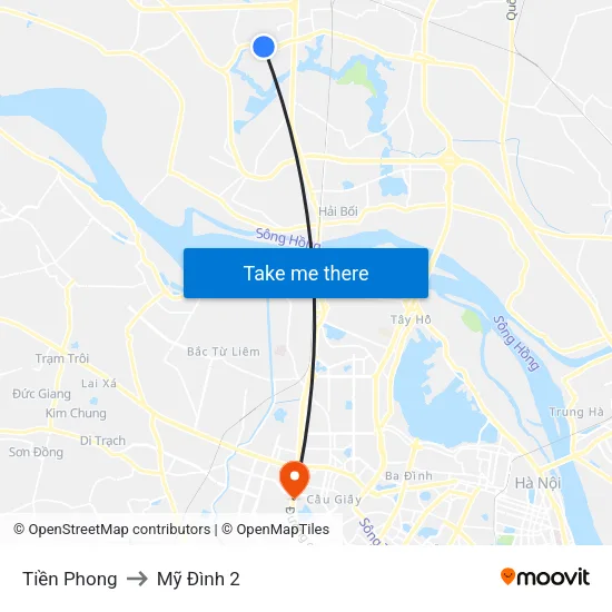 Tiền Phong to Mỹ Đình 2 map