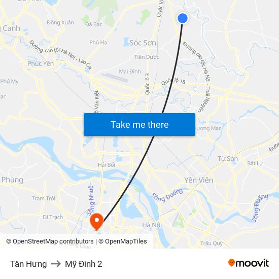 Tân Hưng to Mỹ Đình 2 map