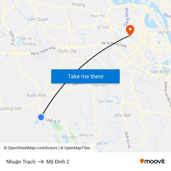 Nhuận Trạch to Mỹ Đình 2 map