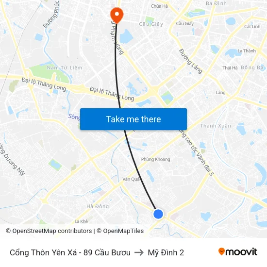 Cổng Thôn Yên Xá - 89 Cầu Bươu to Mỹ Đình 2 map