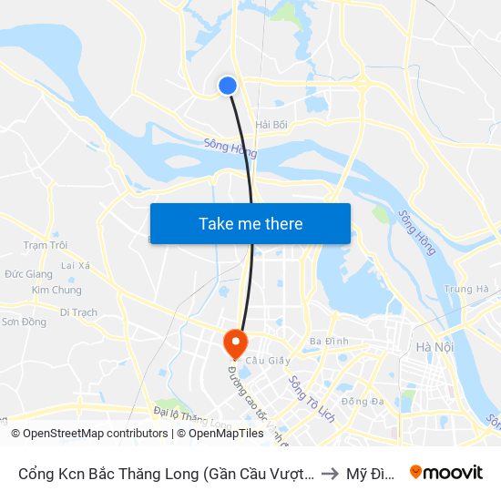 Cổng Kcn Bắc Thăng Long (Gần Cầu Vượt Bộ Hành) to Mỹ Đình 2 map