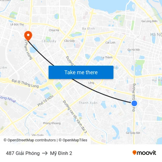 487 Giải Phóng to Mỹ Đình 2 map