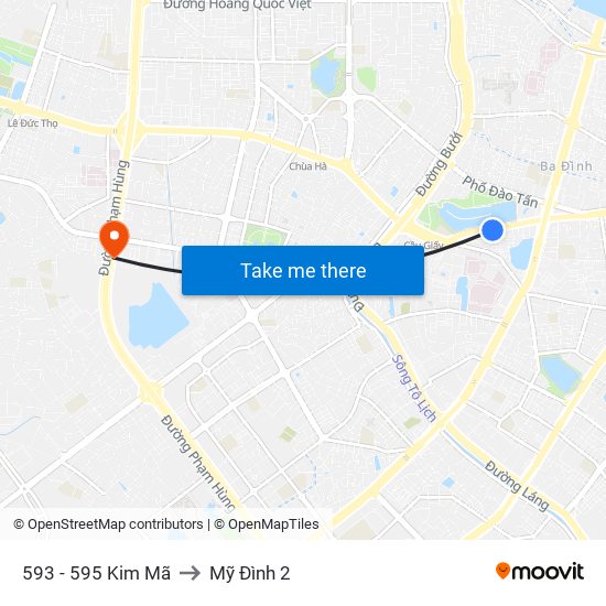 593 - 595 Kim Mã to Mỹ Đình 2 map