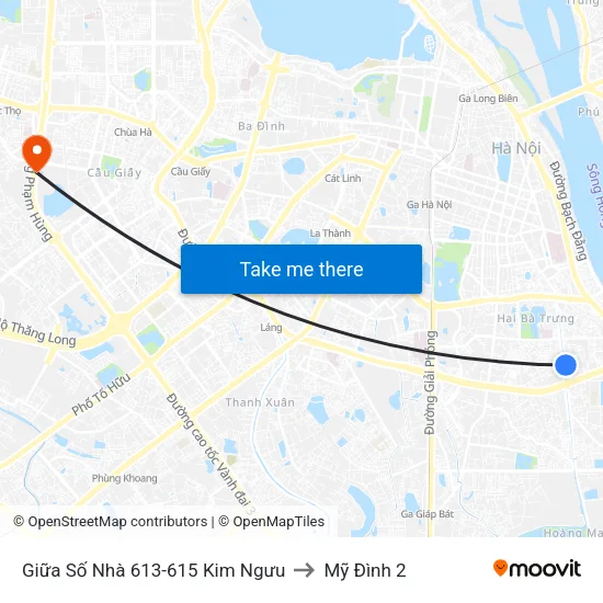 Giữa Số Nhà 613-615 Kim Ngưu to Mỹ Đình 2 map