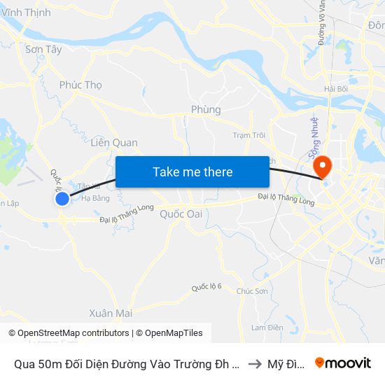 Qua 50m Đối Diện Đường Vào Trường Đh Fpt, Hòa Lạc to Mỹ Đình 2 map