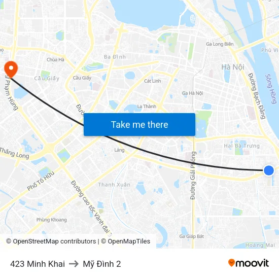 423 Minh Khai to Mỹ Đình 2 map