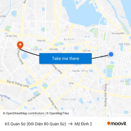 65 Quán Sứ (Đối Diện 80 Quán Sứ) to Mỹ Đình 2 map