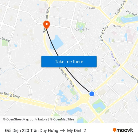 Đối Diện 220 Trần Duy Hưng to Mỹ Đình 2 map