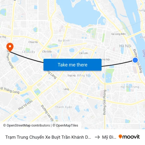 Trạm Trung Chuyển Xe Buýt Trần Khánh Dư (Khu Đón Khách) to Mỹ Đình 2 map