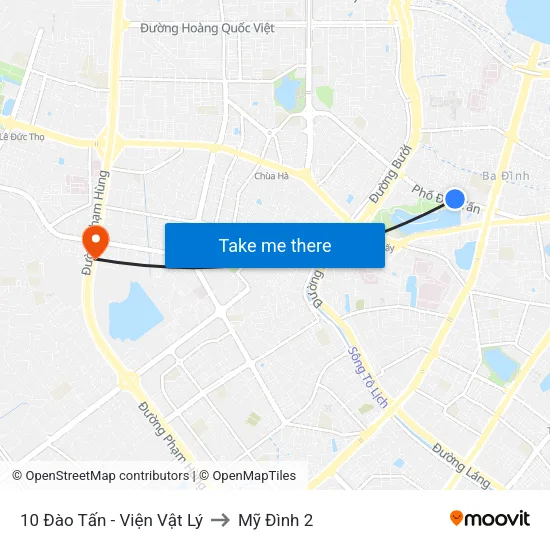10 Đào Tấn - Viện Vật Lý to Mỹ Đình 2 map