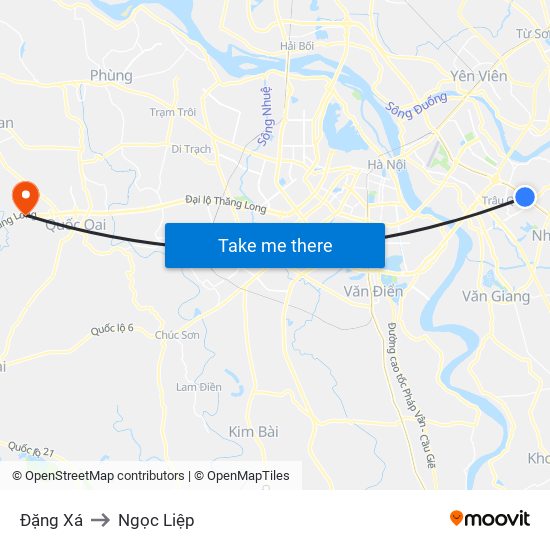 Đặng Xá to Ngọc Liệp map