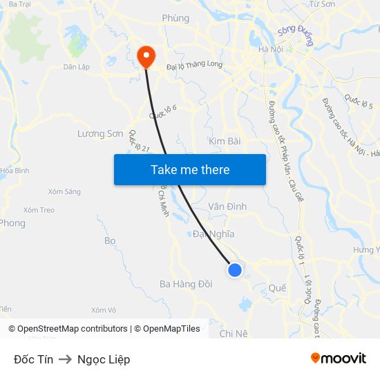 Đốc Tín to Ngọc Liệp map