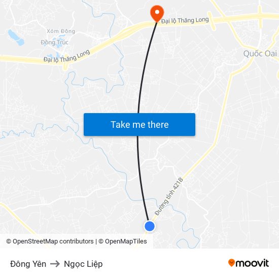 Đông Yên to Ngọc Liệp map