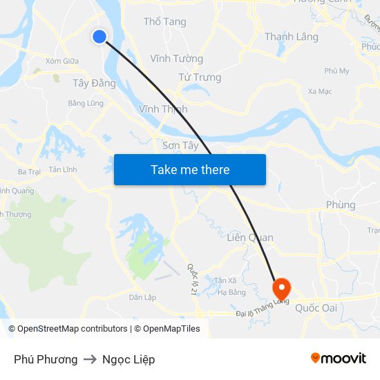 Phú Phương to Ngọc Liệp map