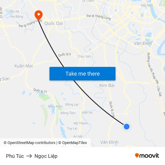 Phú Túc to Ngọc Liệp map