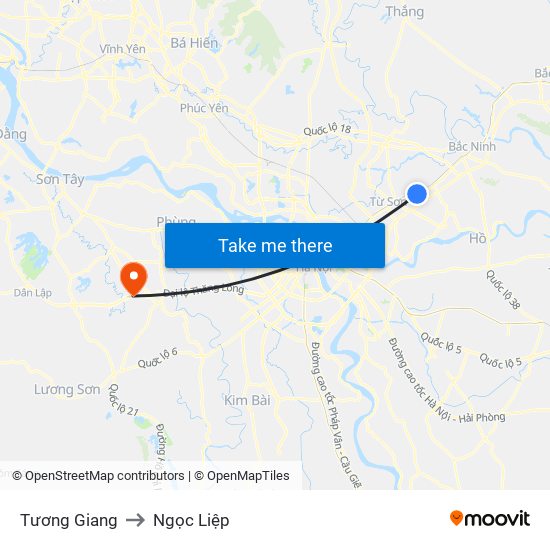 Tương Giang to Ngọc Liệp map