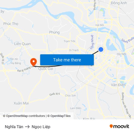 Nghĩa Tân to Ngọc Liệp map