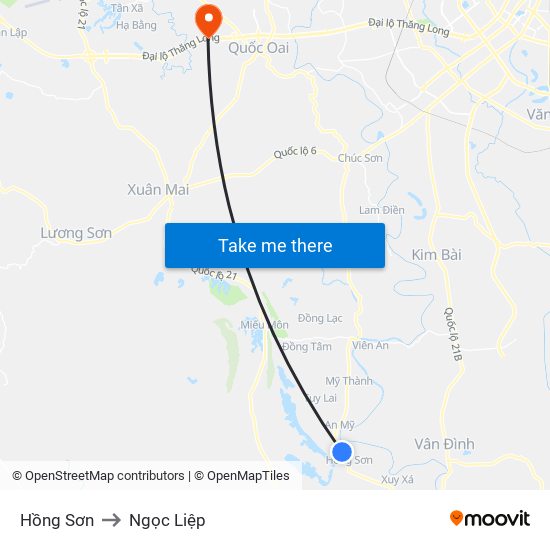 Hồng Sơn to Ngọc Liệp map