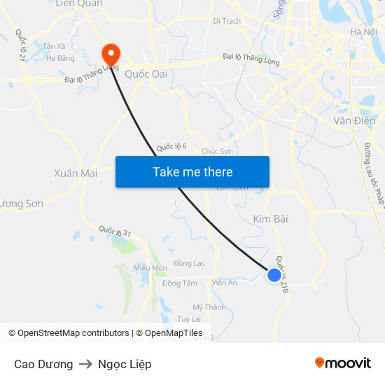 Cao Dương to Ngọc Liệp map