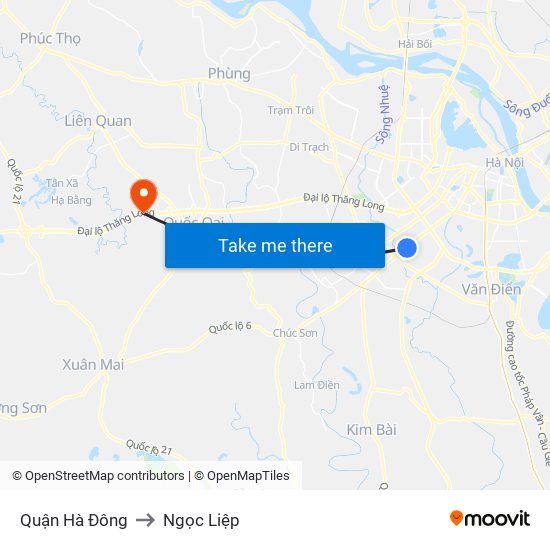 Quận Hà Đông to Ngọc Liệp map