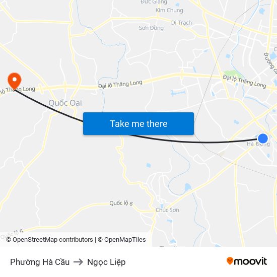 Phường Hà Cầu to Ngọc Liệp map