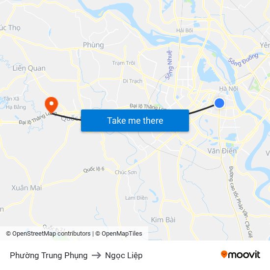 Phường Trung Phụng to Ngọc Liệp map