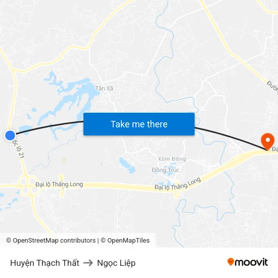 Huyện Thạch Thất to Ngọc Liệp map