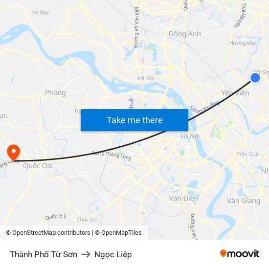 Thành Phố Từ Sơn to Ngọc Liệp map