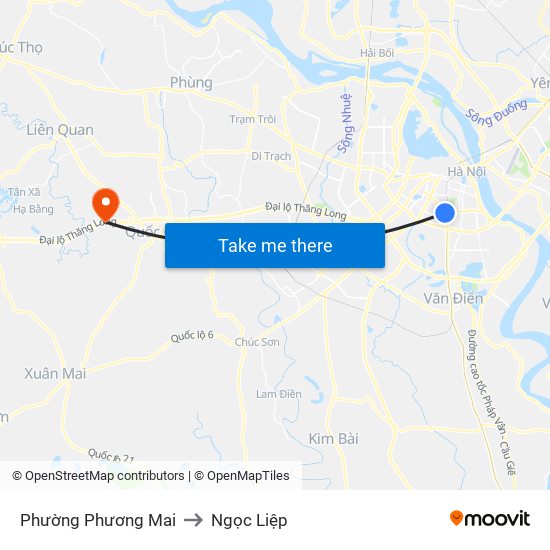 Phường Phương Mai to Ngọc Liệp map