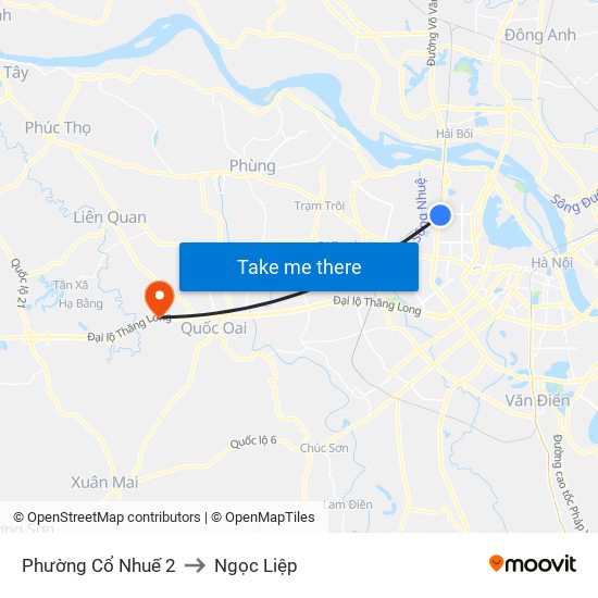 Phường Cổ Nhuế 2 to Ngọc Liệp map