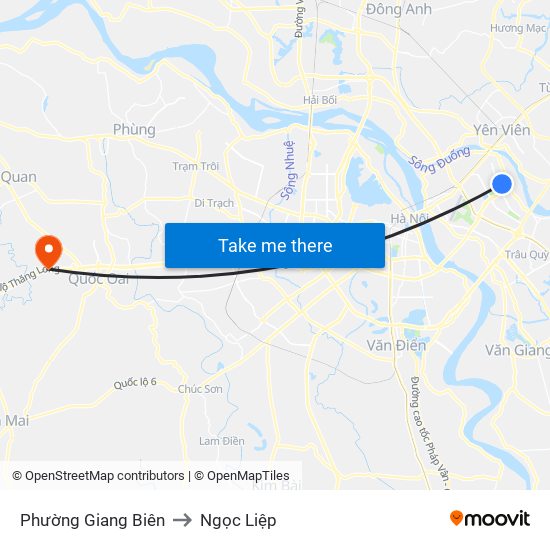 Phường Giang Biên to Ngọc Liệp map