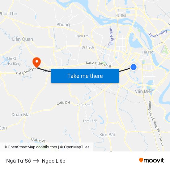 Ngã Tư Sở to Ngọc Liệp map