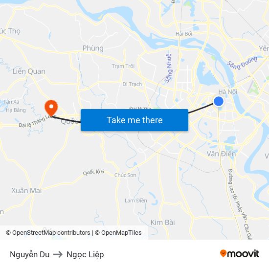 Nguyễn Du to Ngọc Liệp map