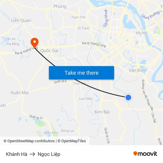 Khánh Hà to Ngọc Liệp map