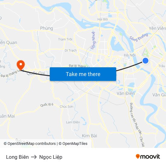 Long Biên to Ngọc Liệp map