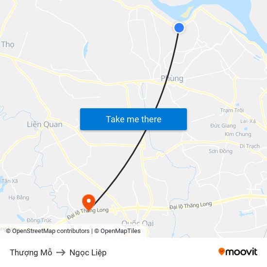 Thượng Mỗ to Ngọc Liệp map