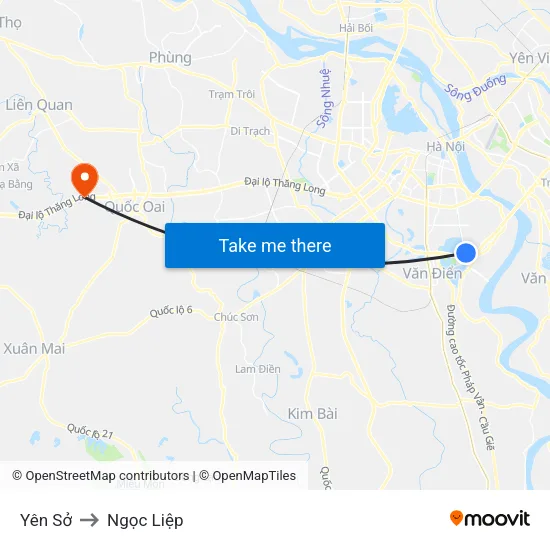 Yên Sở to Ngọc Liệp map