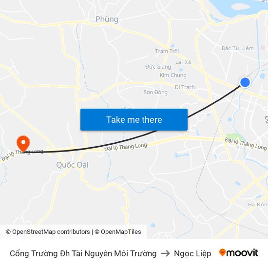 Cổng Trường Đh Tài Nguyên Môi Trường to Ngọc Liệp map